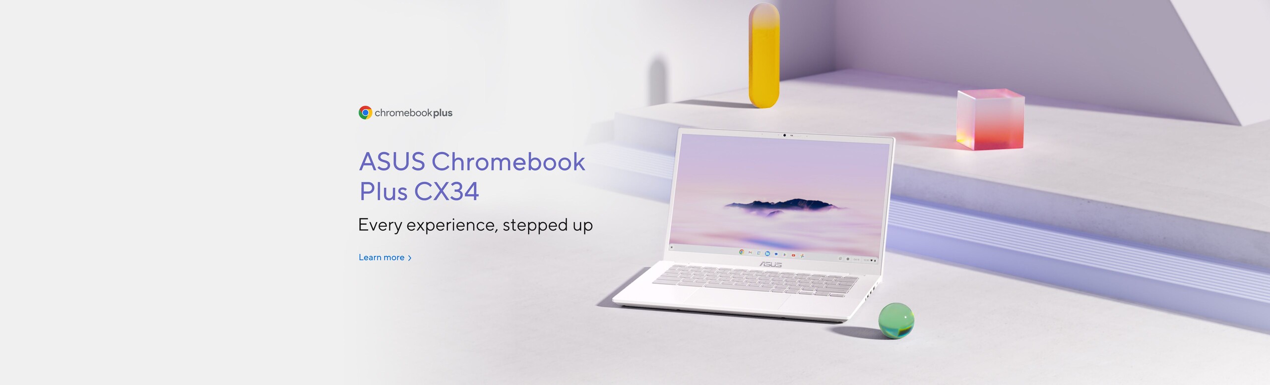 Image of Chromebook Plus CX34.  Every experience, stepped up.