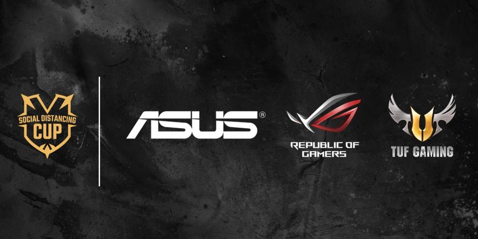 Esports league Social Distancing Cup, ASUS Logo, Republice of Gamers Logo and TUF Gaming Logo