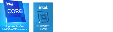 Intel Z590 Chipset Logo und WiFi 6E Logo
