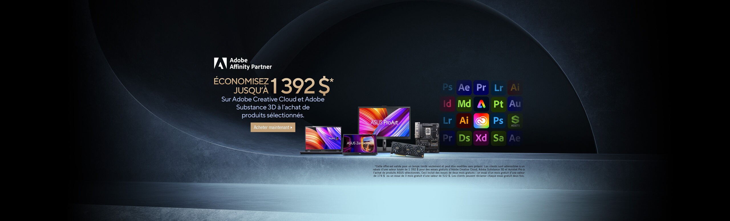 Économisez Jusqu'à $1392 * Sur Adobe Creative Cloud et Adobe Sustance 3D à l'achat de produit sélectionnés.  Acheter maintenant