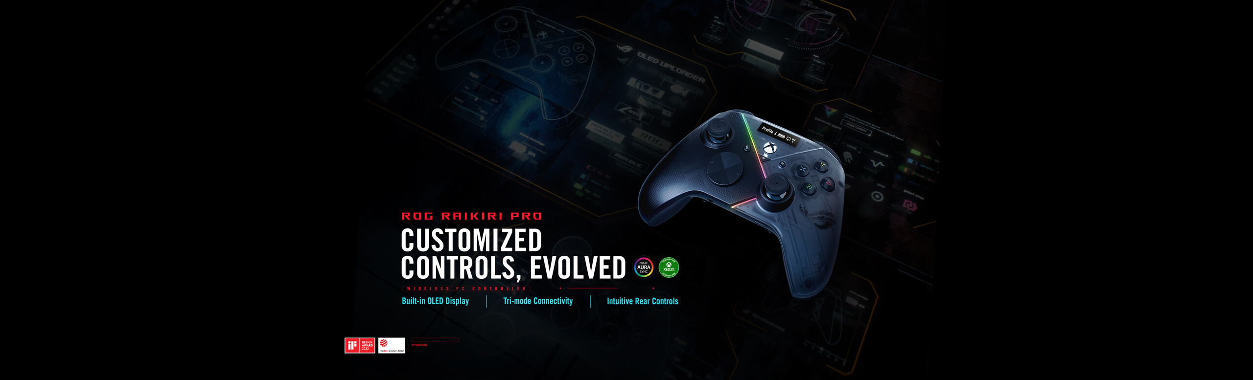 ROG Raikiri - customized controls, evolved - built in oled display and tri-mode connectivity