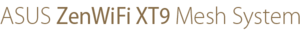 L'immagine mostra una coppia di nodi bianchi mesh ASUS ZenWiFi XT9 WiFi 6 con lo sfondo di una casa a due piani bianca