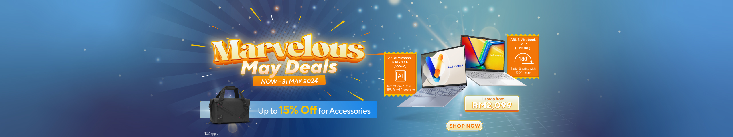 Marvelous May Deals 2024, compact and super-durable laptop from rm2099, accessories up to 15% off