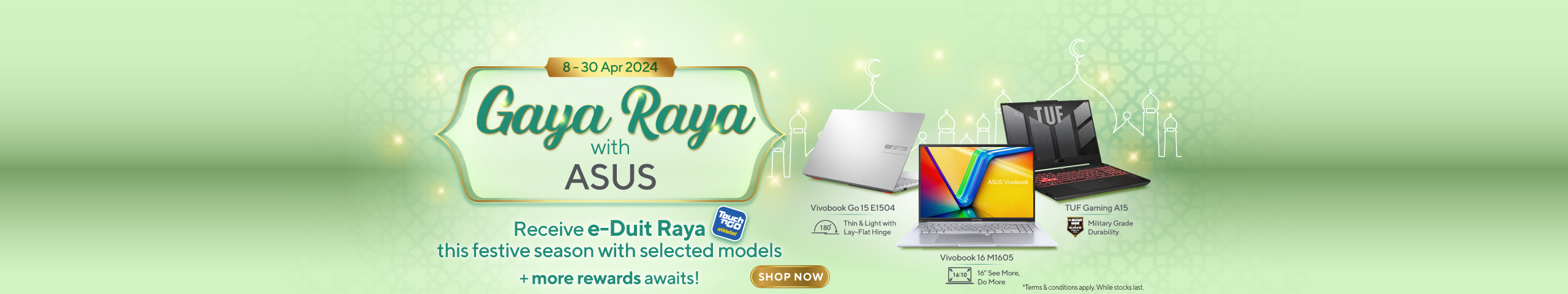 raya sale promotion 2024, free tng ewallet credit with selected laptop models purchase
