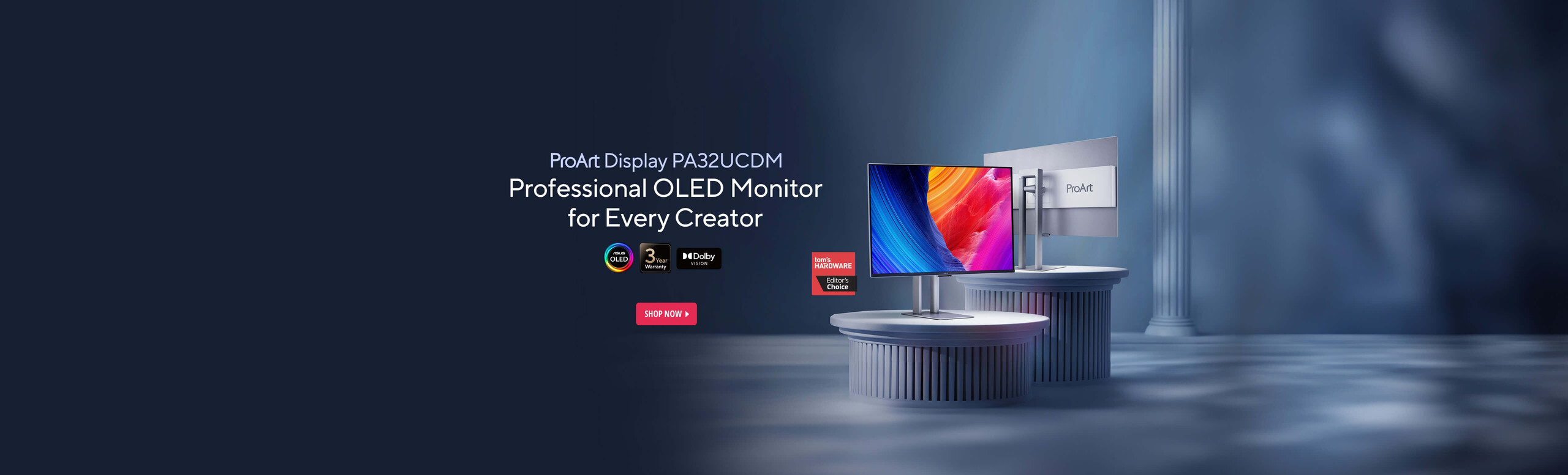 Image of 2 ProArt Display PA32UCDM.  Professional OLED Monitor for Every Creators