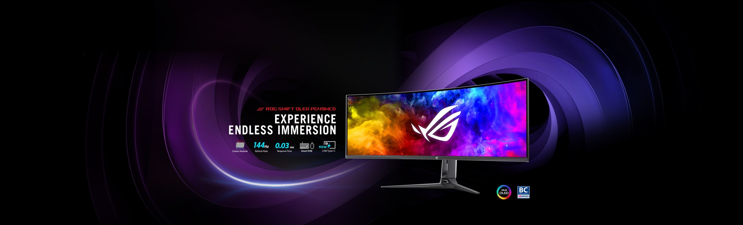 Image of a ROG Swift OLED PG49WCD monitor