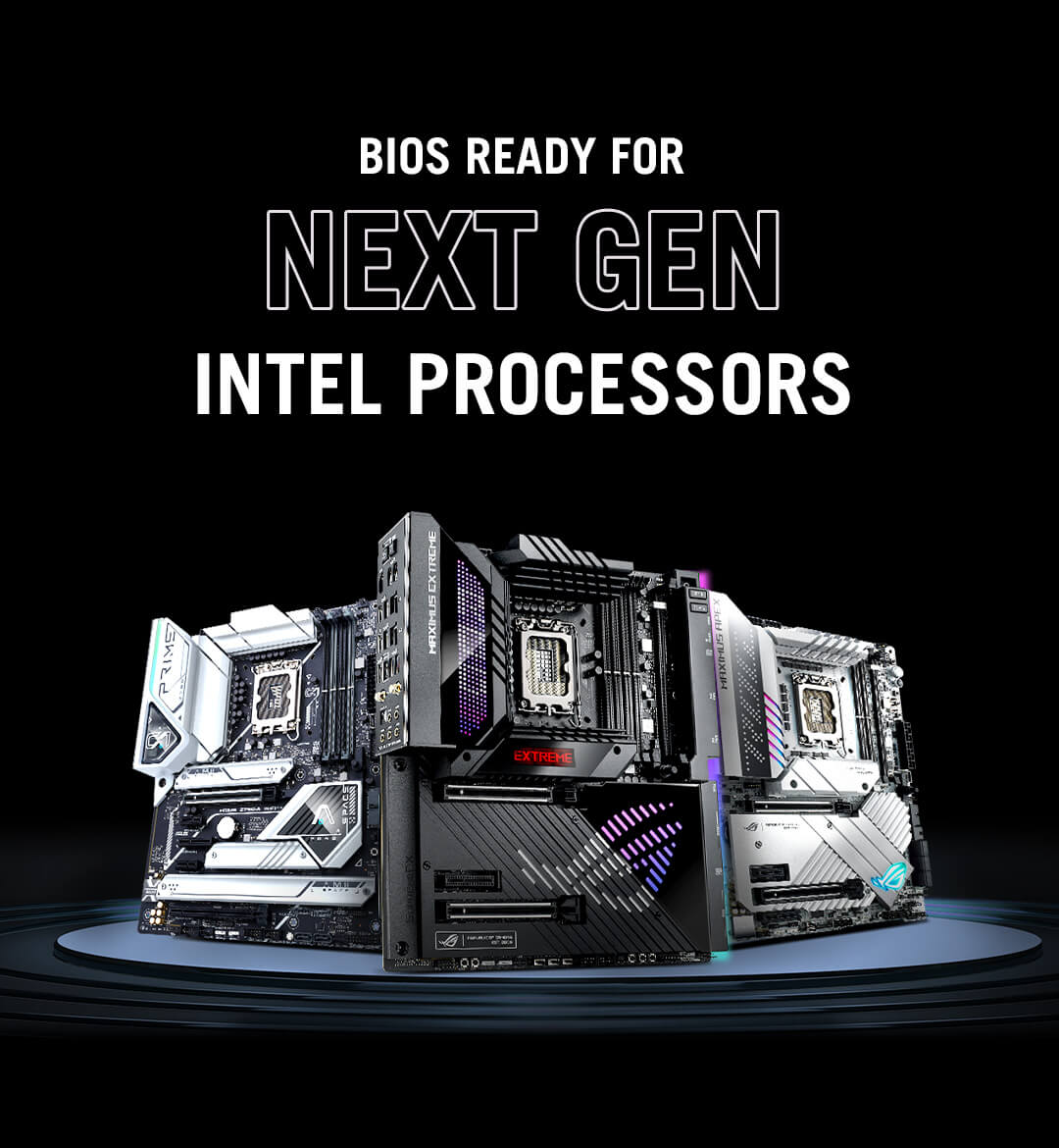 Three Z790 motherboards image with BIOS Ready for 14th gen Intel Processors