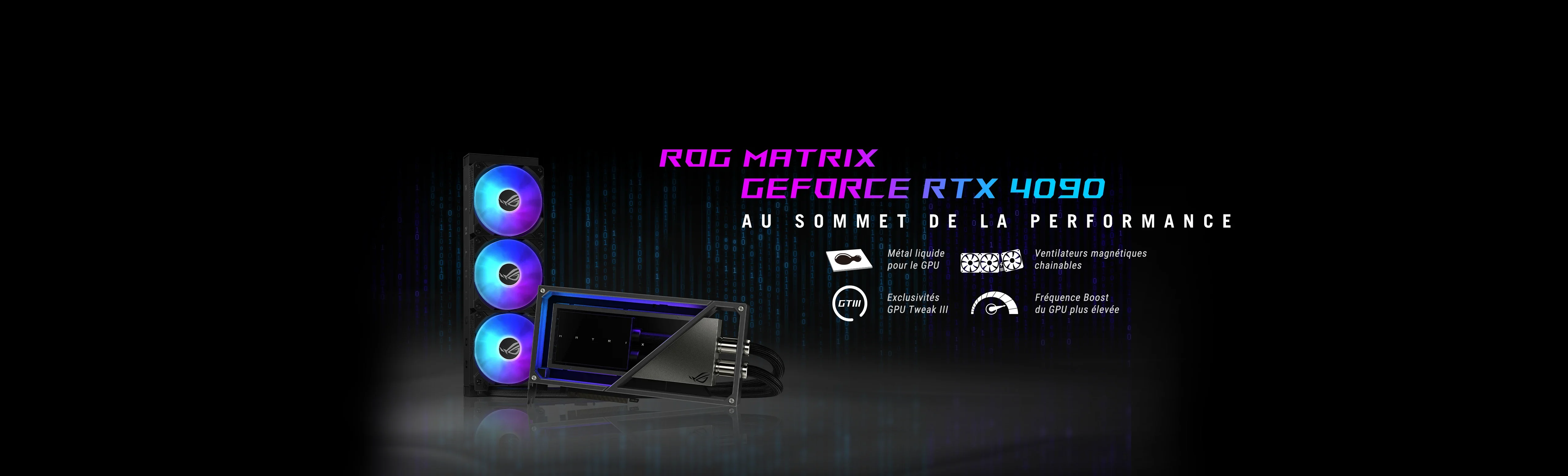 Carte graphique ROG Matrix GeForce RTX 4090 avec arrière-plan Ada Lovelace