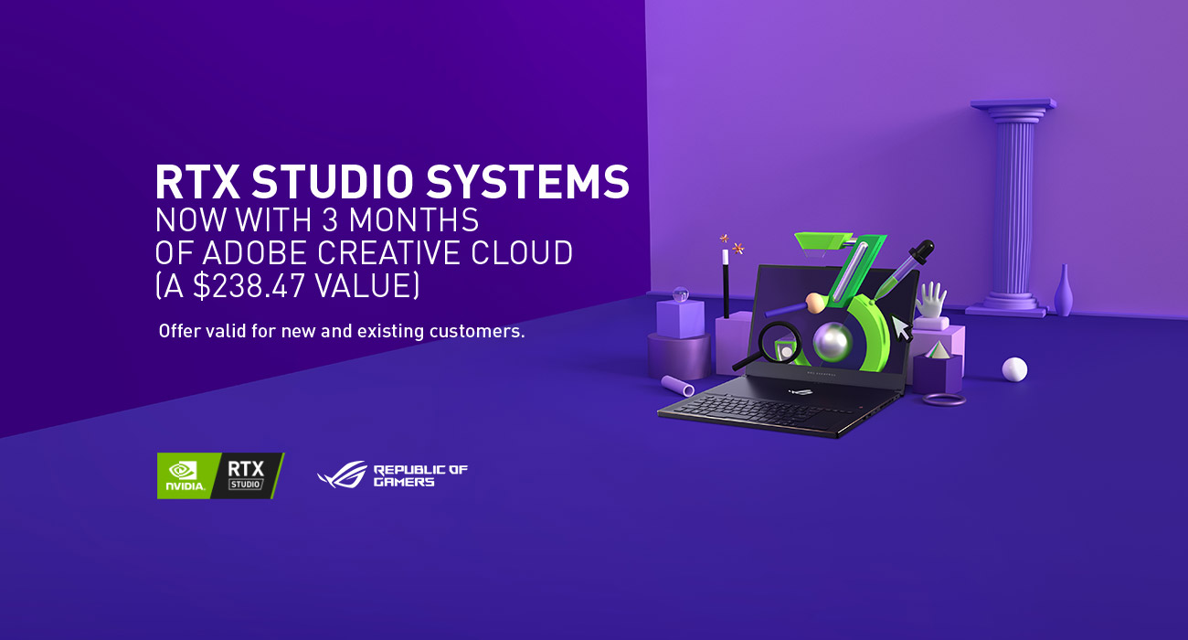 RTX Studio Systems Now with 3 Months of Adobe Creative Cloud
