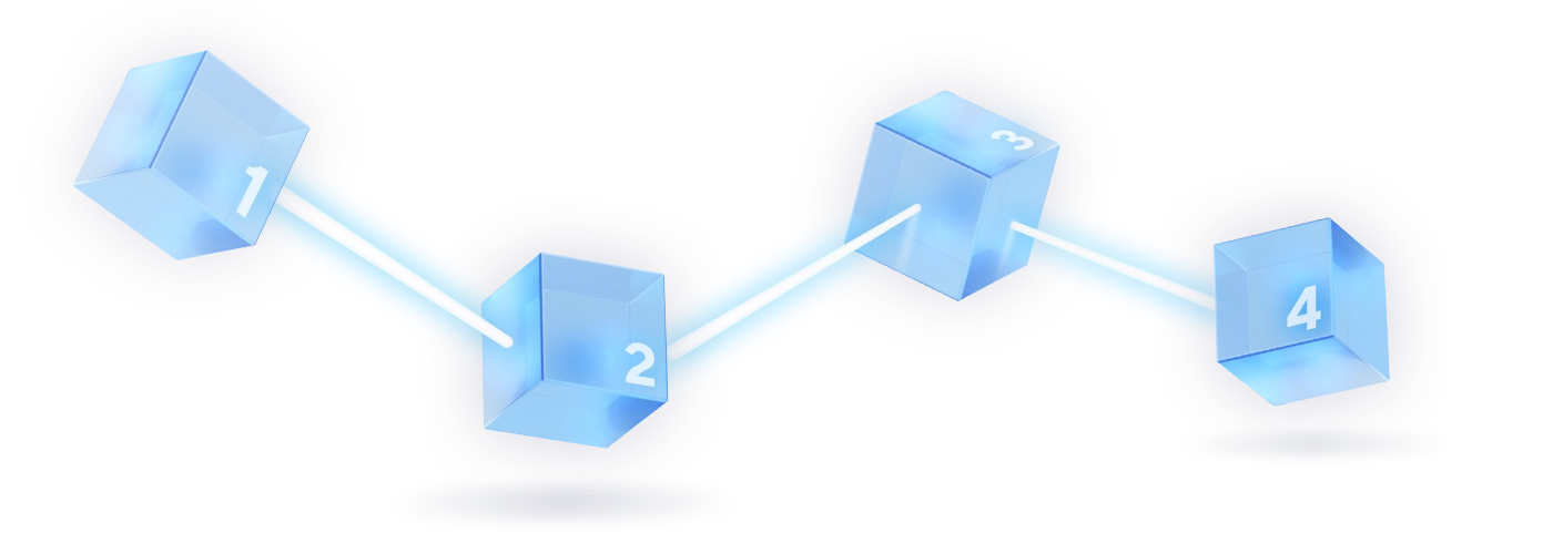 Small, light blue, transparent blocks/cubes