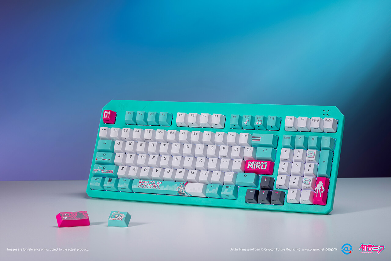 K3 Gen II Hatsune Miku Edition 鍵盤的正面視圖。