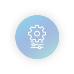 A gear with three lines below it.