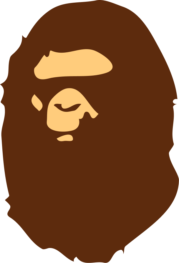 A logo of bape ape head and baby milo monkey