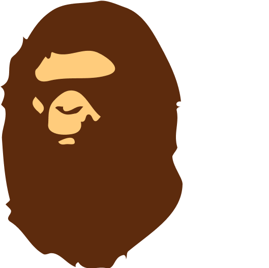 A logo of bape ape head and baby milo monkey 