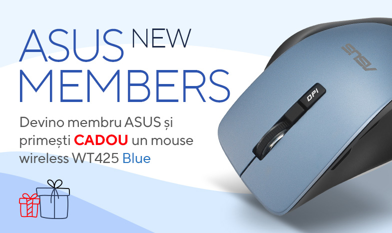 Mouse wireless ASUS WT425 Blue CADOU pentru noii membri ASUS