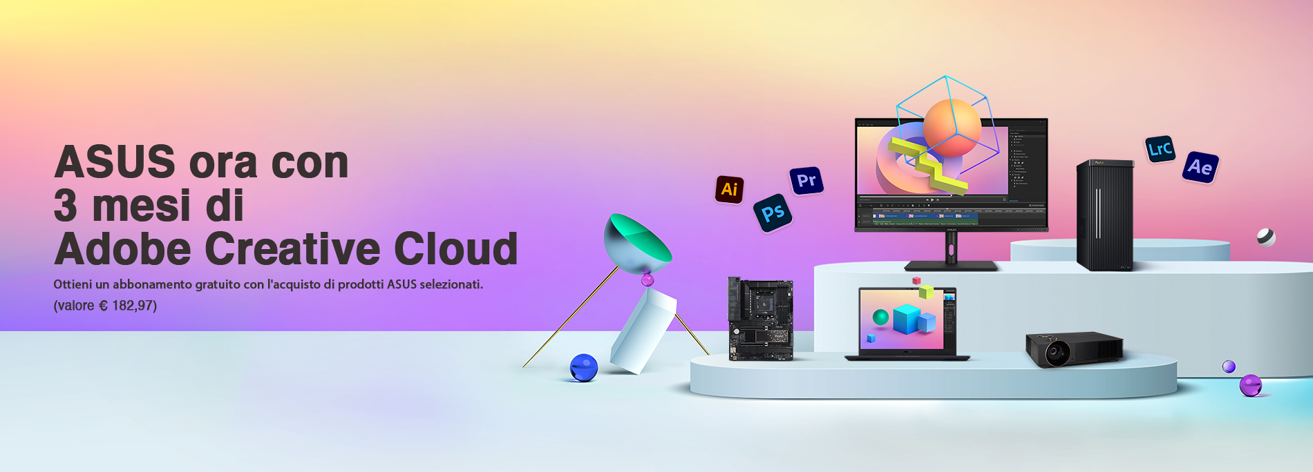ASUS ora con 3 Mesi di Adobe Creative Cloud (Un valore fino a $238.47)