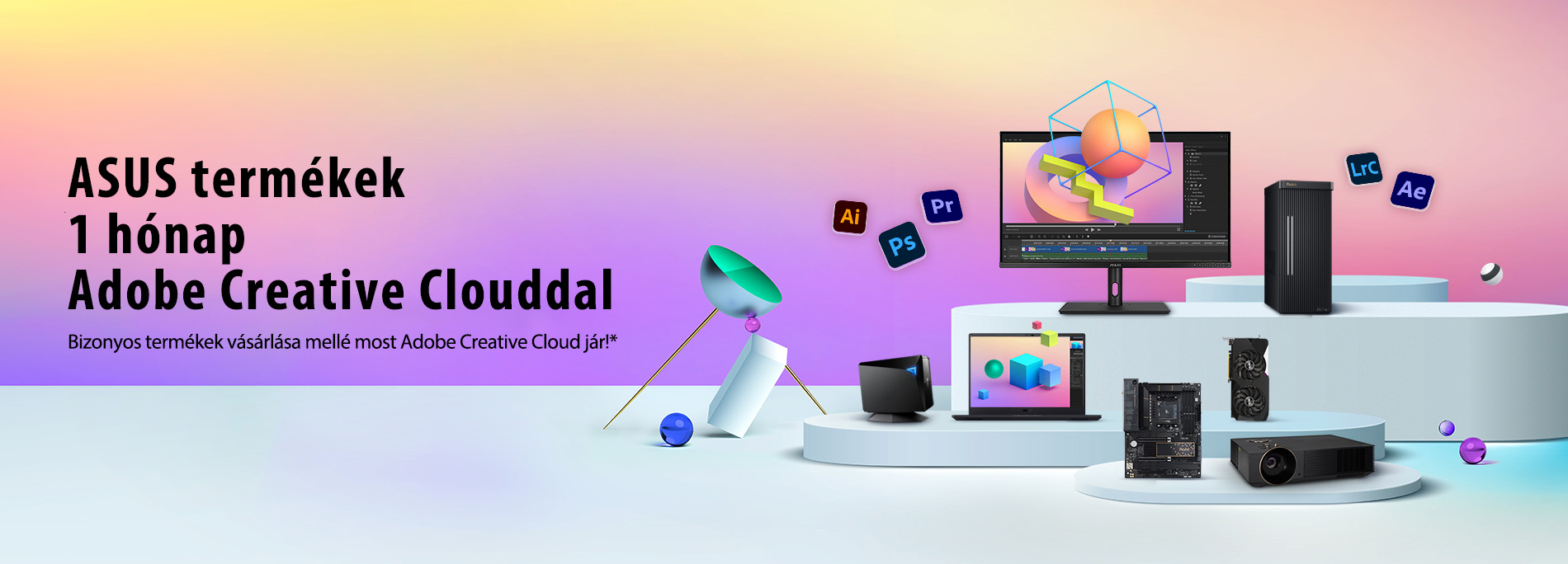 ASUS termékek 1 hónap Adobe Creative Clouddal