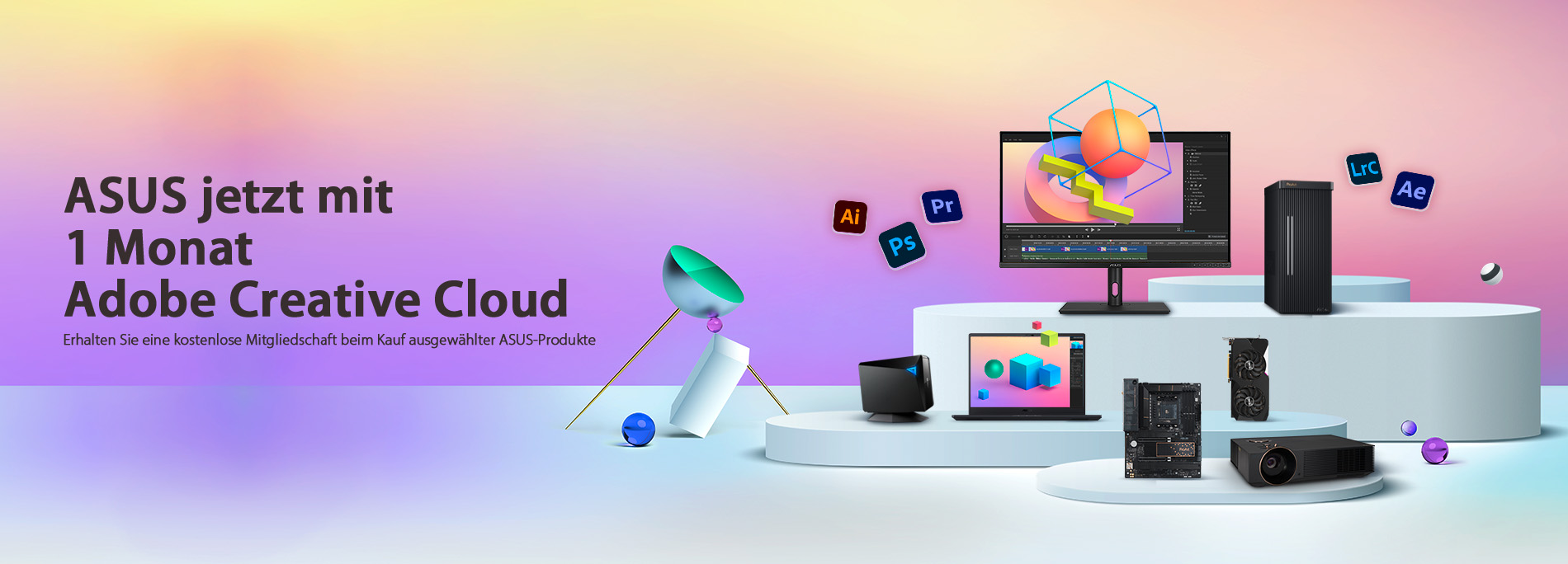 Jetzt 1 Monat Adobe Creative Cloud sichern mit ASUS