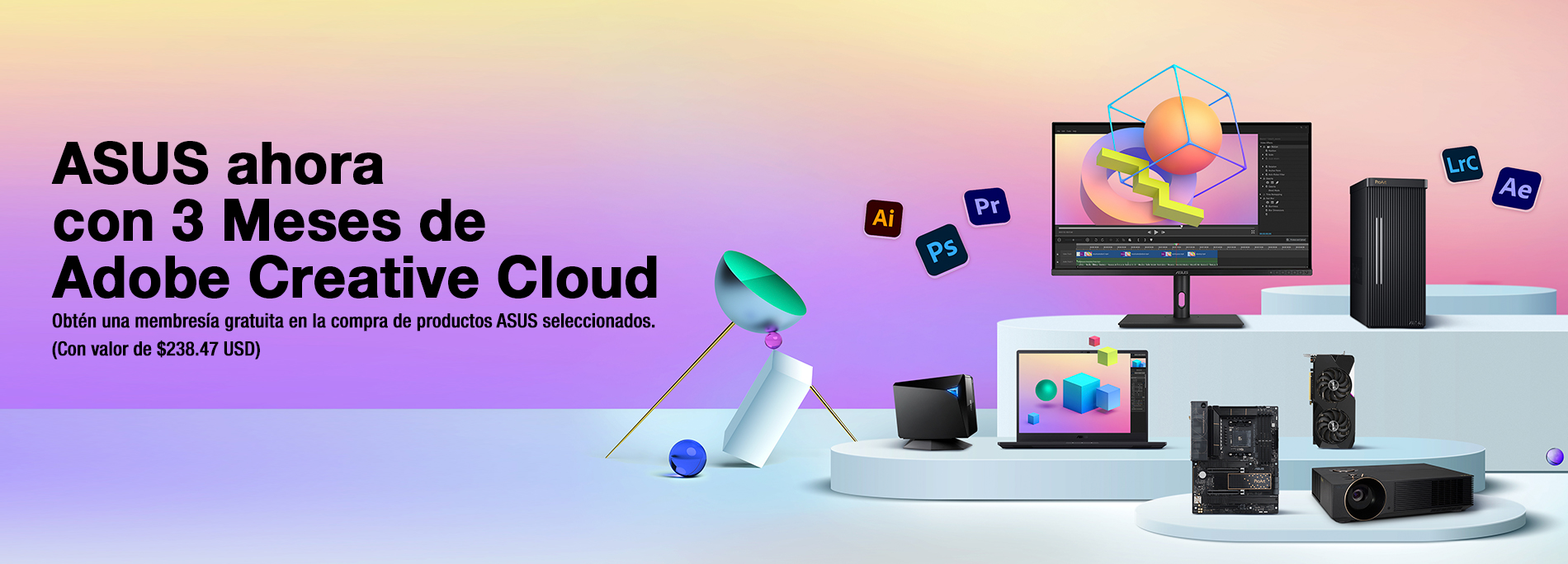 ASUS ahora con 3 meses de Adobe Creative Cloud (Valor de $238.47 USD)