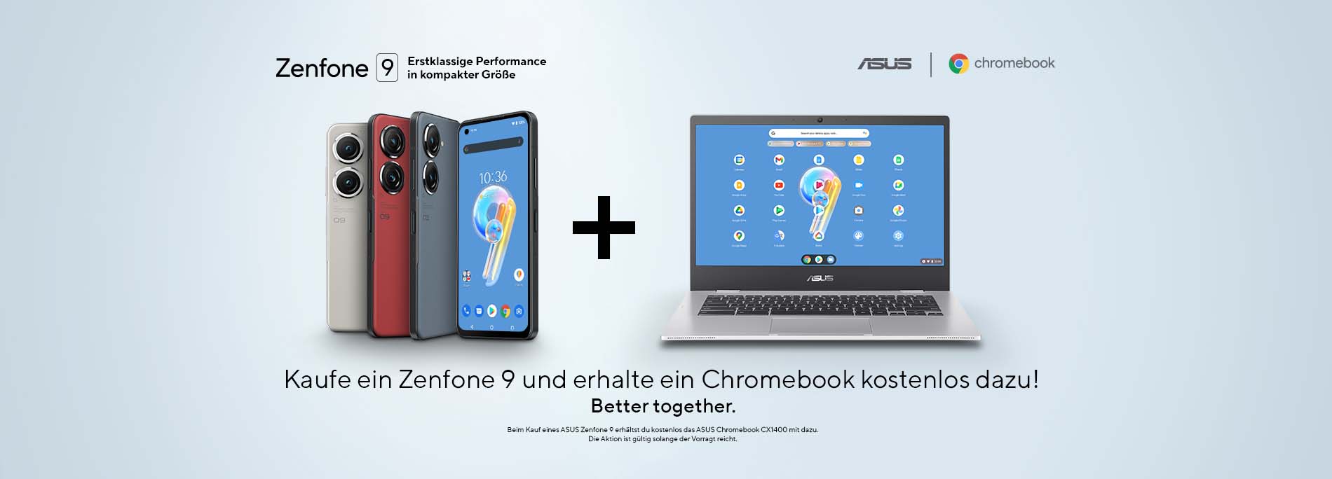 Kaufe ein Zenfone 9 und erhalte ein Chromebook gratis dazu!