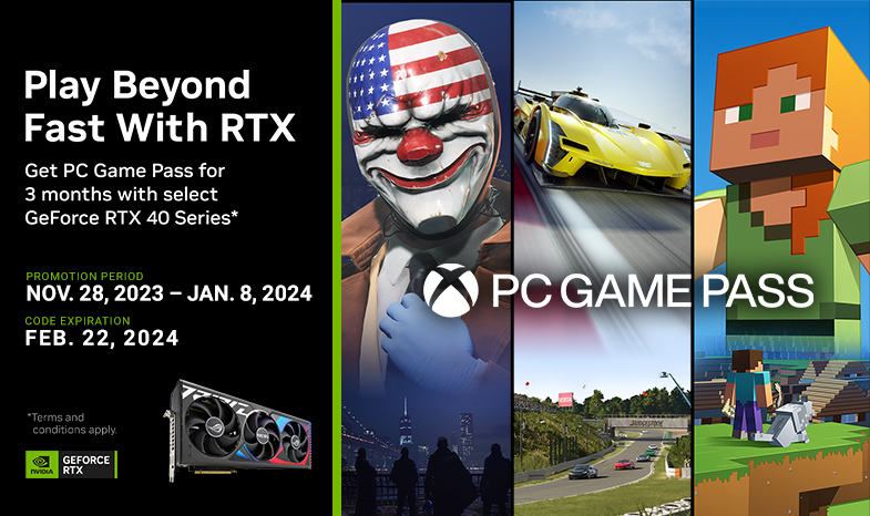 Buy Select ASUS GeForce RTX 40 Series*, PC Game Pass for 3 months