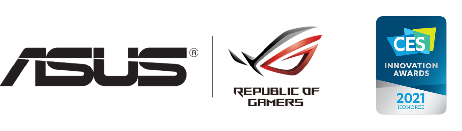 ASUS and Republic of Gamers logo. CES Innovation Awards 2021 Nominee Badge