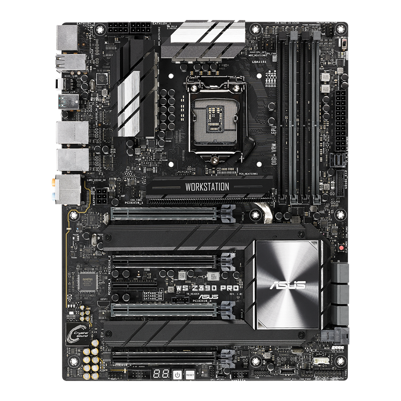 WS Z390 PRO motherboard, front view 