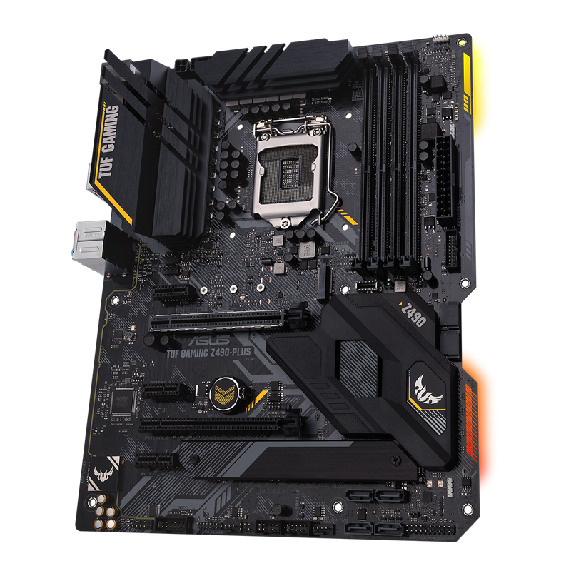 TUF GAMING Z490-PLUS front view, 45 degrees