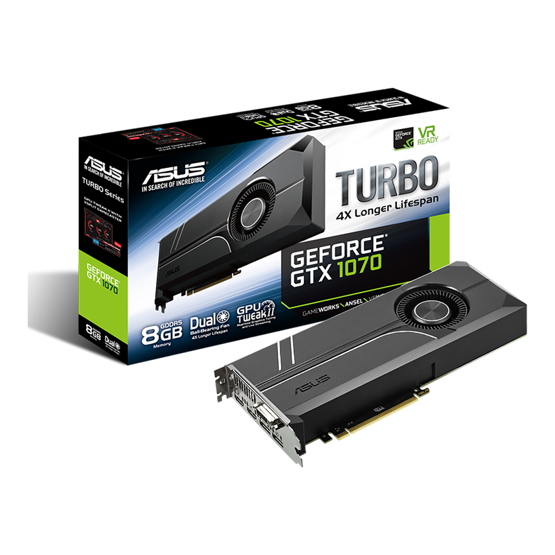 TURBO GeForce GTX 1070 packaging and graphics card