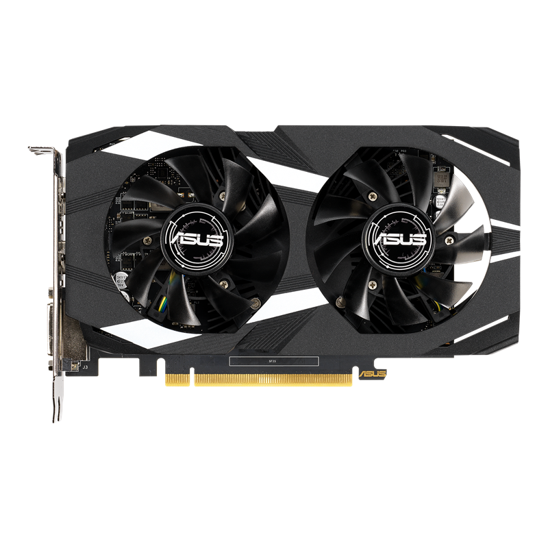 Dual GeForce GTX 1650 graphics card, front view 