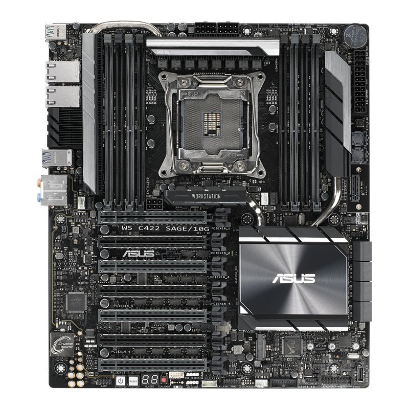 WS C422 SAGE/10G motherboard, front view 