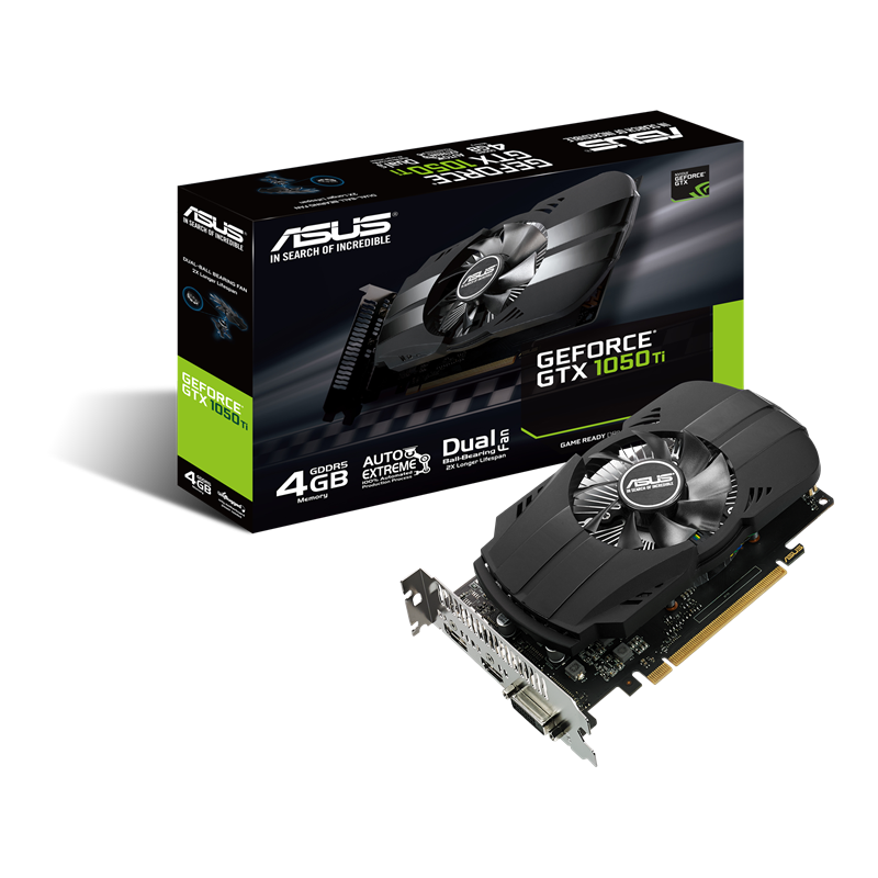 Phoenix GeForce GTX 1050 Ti OC OC packaging and graphics card
