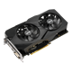 Dual GeForce GTX 1660 6GB Advanced Edition GDDR5 EVO graphics card, front angled view, highlighting the fans, I/O ports