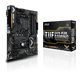 TUF X470-PLUS GAMING front view, 45 degrees, with color box