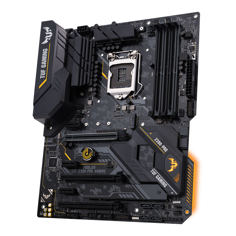 TUF Z390-PRO GAMING front view, 45 degrees