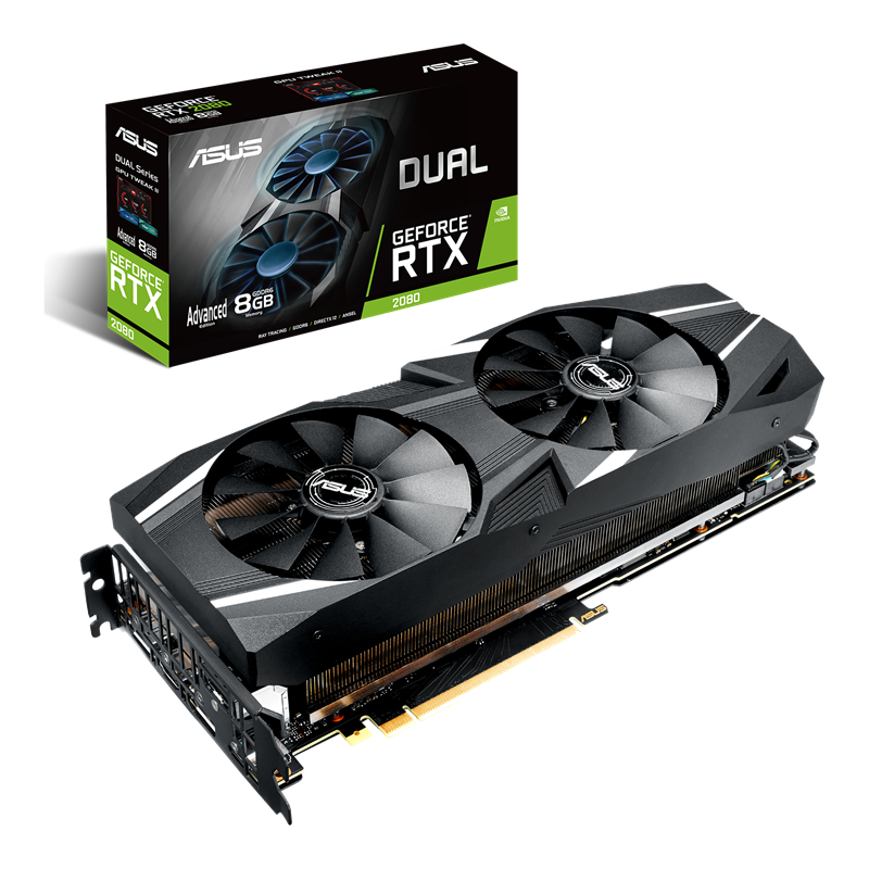 Dual series of GeForce RTX 2080 Advanced edition packaging and graphics card