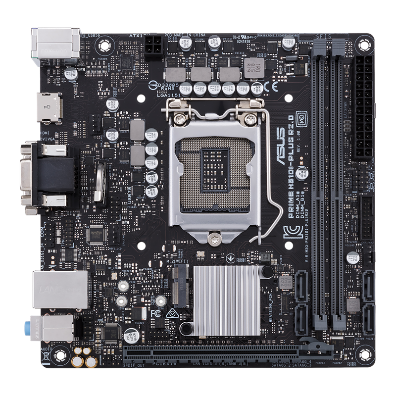PRIME H310I-PLUS R2.0/CSM motherboard, front view 