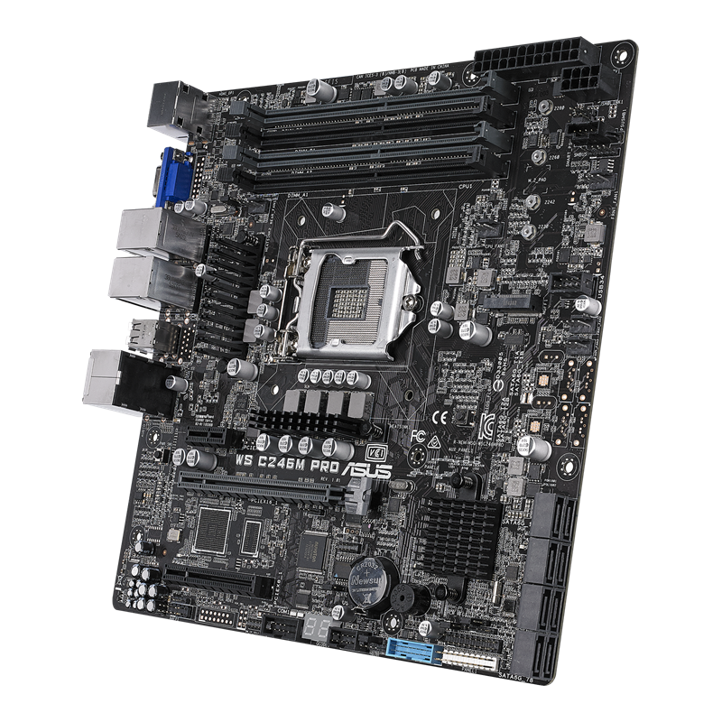 WS C246M PRO motherboard, right side view 