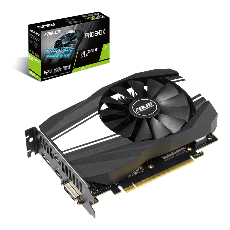 ASUS Phoenix GeForce GTX 1660 Ti packaging and graphics card