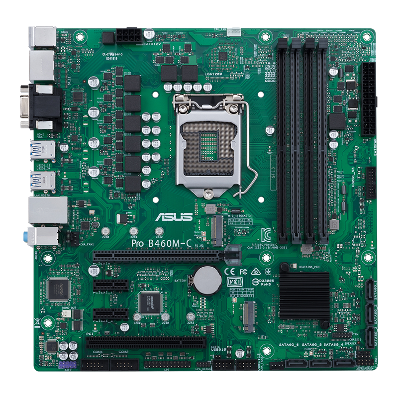 Pro B460M-C/CSM motherboard, front view 