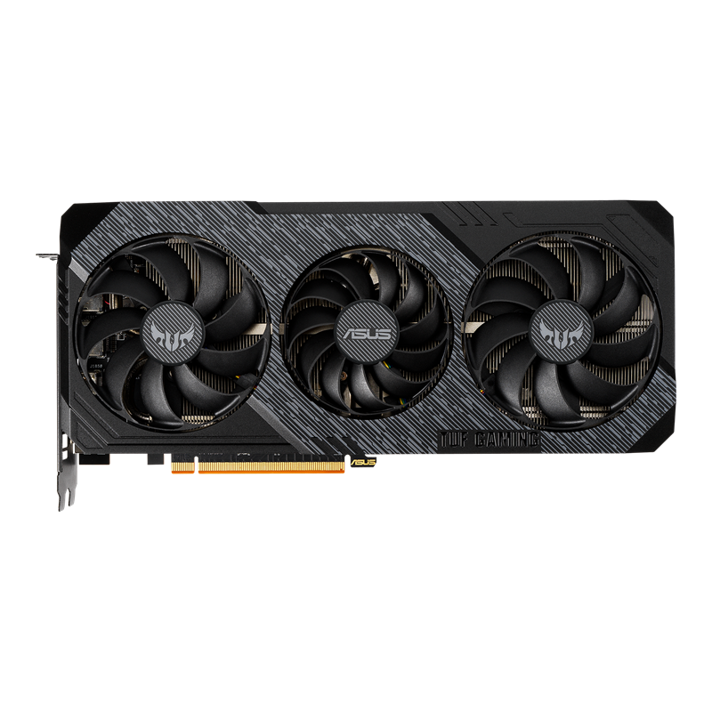 ASUS TUF Gaming X3 Radeon RX 5700 EVO graphics card with AMD logo, front view 