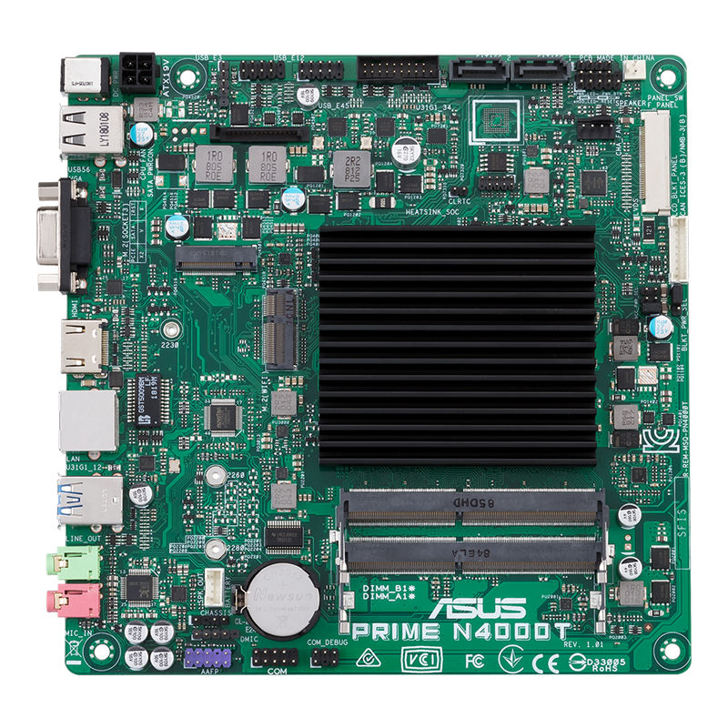 PRIME N4000T motherboard, front view 
