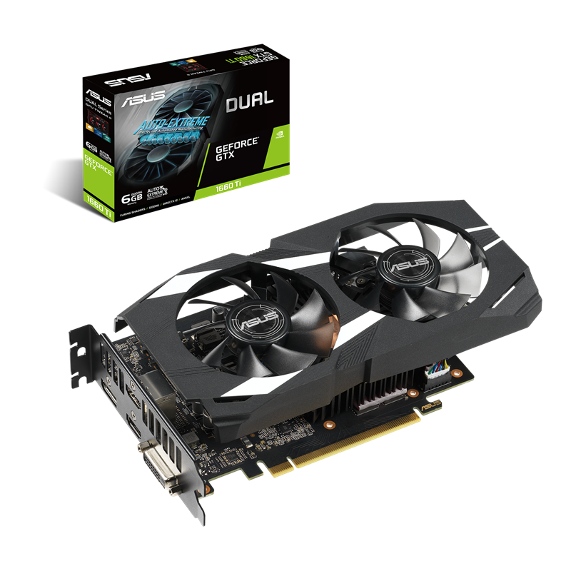 Dual GeForce GTX 1660 Ti packaging and graphics card
