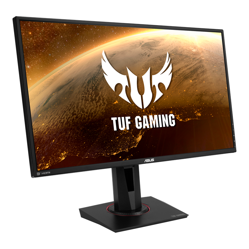 TUF Gaming VG27AQE, front view, tilted 45 degrees