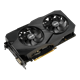 Dual series of GeForce RTX 2060 EVO graphics card, front angled view, highlighting the fans, I/O ports