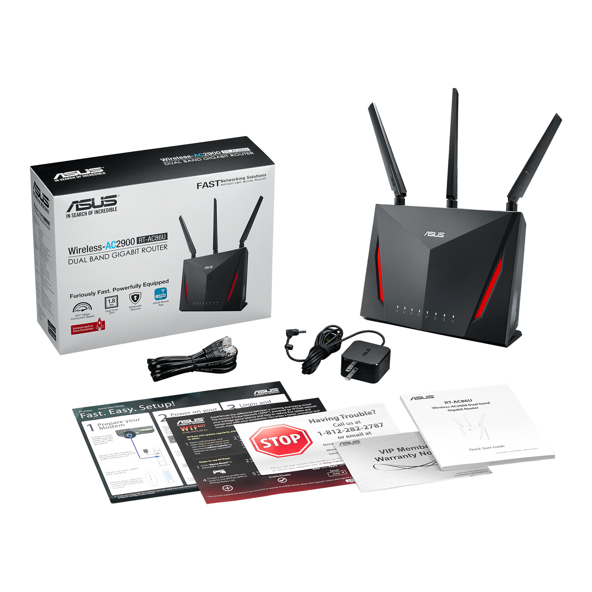 BRAND NEW RT-AC86U ASUS AC2900 WiFi Dual-band Gigabit Wireless Router 
