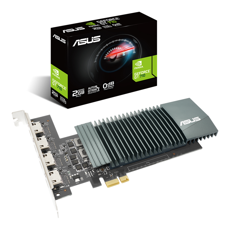 ASUS GeForce GT 710 packaging and graphics card