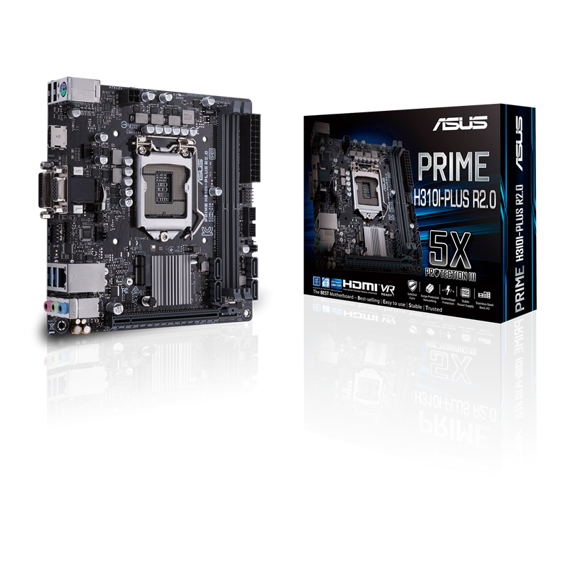 PRIME H310I-PLUS R2.0 motherboard, packaging and motherboard