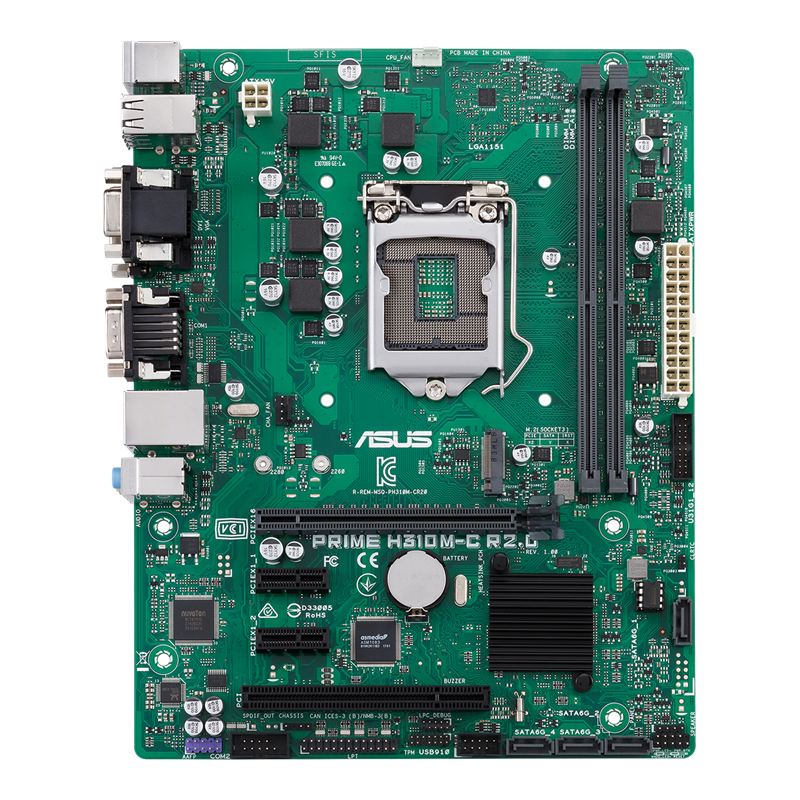 PRIME H310M-C R2.0 motherboard, front view 