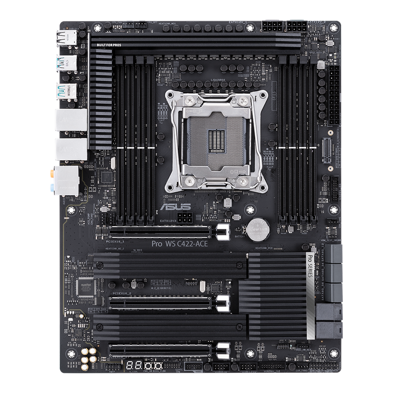 Pro WS C422-ACE motherboard, front view 